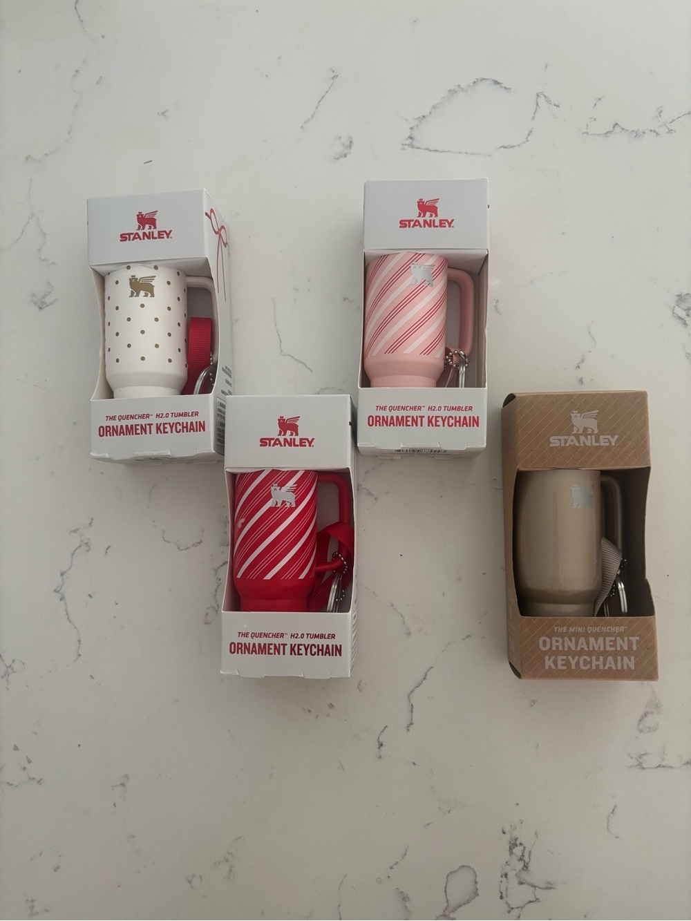 Stanley Ornament Keychain Set in Pink, Red, Cream, White